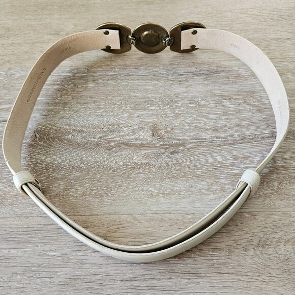 Vintage Etienne Aigner Cream Leather Slide Adjustable Belt sz Large Boho Casual - Picture 6 of 7
